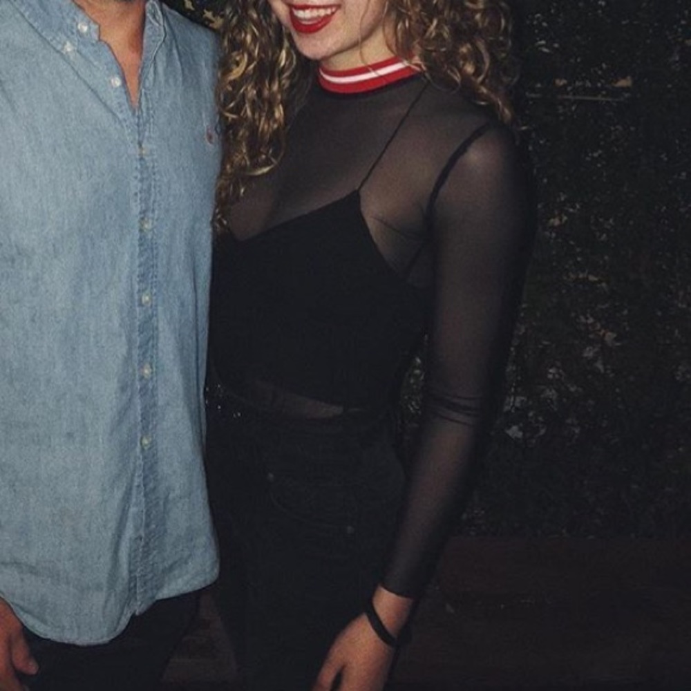 Long sleeve mesh top